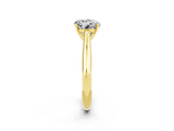 Yellow gold Round Cut Moissanite Solitaire Engagement Ring with Cathedral Setting and Four-Prong Mount_68
