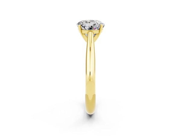 Yellow Gold Round Moissanite Solitaire Cathedral Engagement Ring with Arched Shoulders