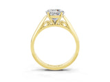 Yellow gold Round Cut Moissanite Solitaire Engagement Ring with Cathedral Setting and Four-Prong Mount_69
