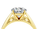 Yellow gold Round Cut Moissanite Solitaire Engagement Ring with Cathedral Setting and Four-Prong Mount_70
