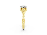Yellow gold Round Cut Moissanite Solitaire Engagement Ring with Celtic Knot Band and Four-Prong Setting_2