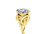 Yellow gold Round Cut Moissanite Solitaire Engagement Ring with Celtic Knot Band and Four-Prong Setting_5