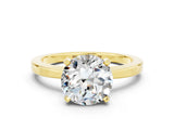 Yellow gold Round Cut Moissanite Solitaire Engagement Ring with Classic Band and Four-Prong Setting_24