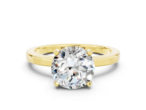 Yellow gold Round Cut Moissanite Solitaire Engagement Ring with Classic Band and Four-Prong Setting_24