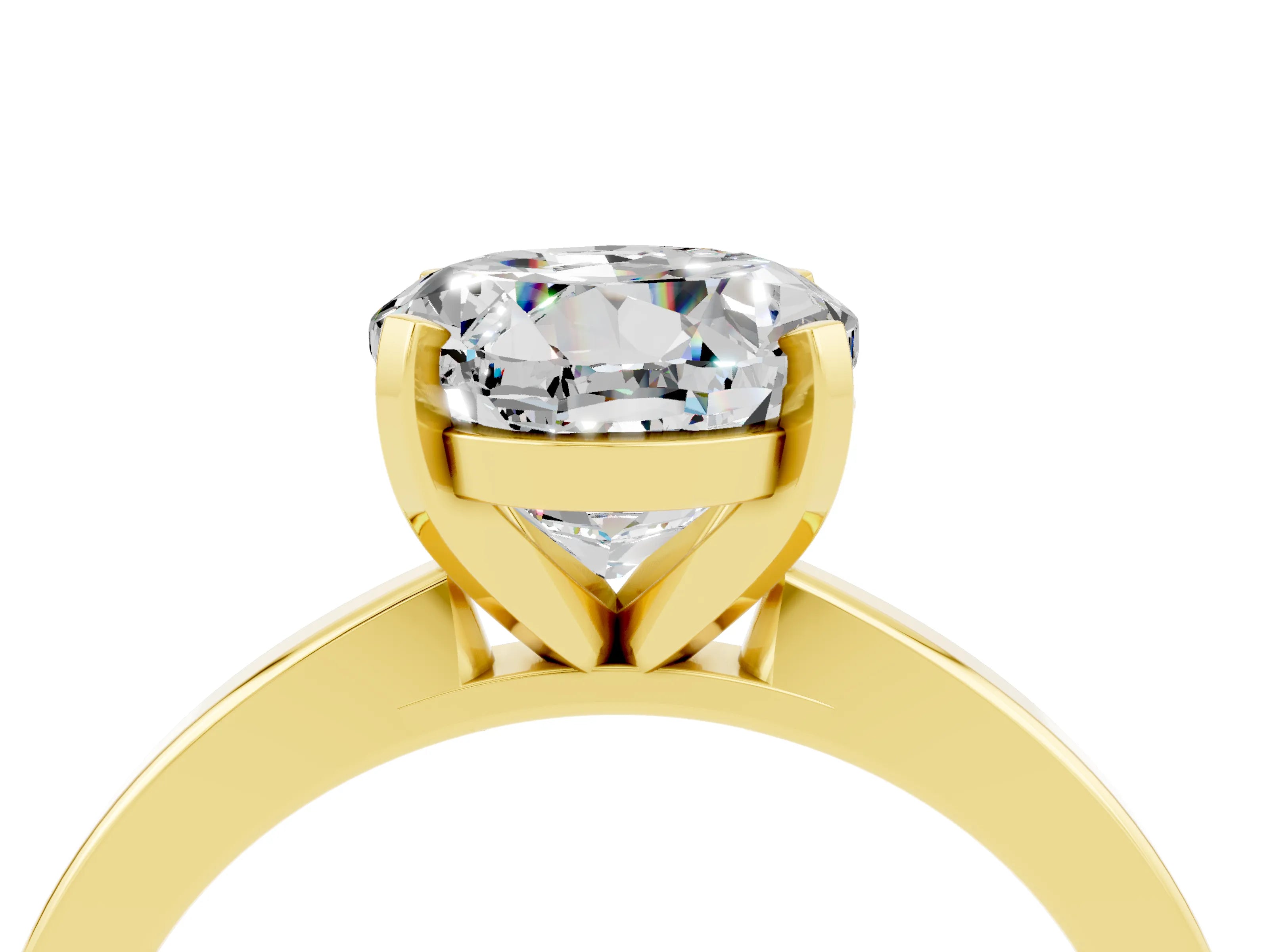 Yellow gold Round Cut Moissanite Solitaire Engagement Ring with Classic Band and Four-Prong Setting_28