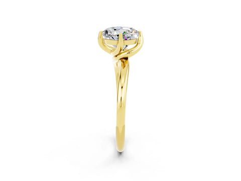 Yellow gold Round Cut Moissanite Solitaire Engagement Ring with Four-Prong Setting and Classic Band_14