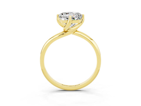 Yellow gold Round Cut Moissanite Solitaire Engagement Ring with Four-Prong Setting and Classic Band_15