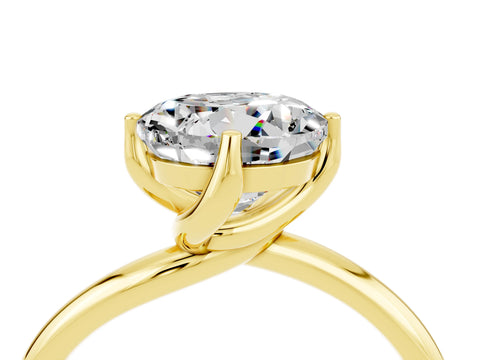 Yellow gold Round Cut Moissanite Solitaire Engagement Ring with Four-Prong Setting and Classic Band_16