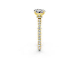 Yellow gold Round Cut Moissanite Solitaire Engagement Ring with Pavé Band and Four-Prong Setting_2