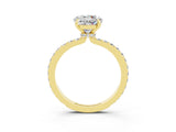 Yellow gold Round Cut Moissanite Solitaire Engagement Ring with Pavé Band and Four-Prong Setting_3