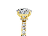 Yellow gold Round Cut Moissanite Solitaire Engagement Ring with Pavé Band and Four-Prong Setting_5