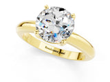 Yellow gold Round Cut Moissanite Solitaire Engagement Ring with Round Band and Four-Prong Setting_1