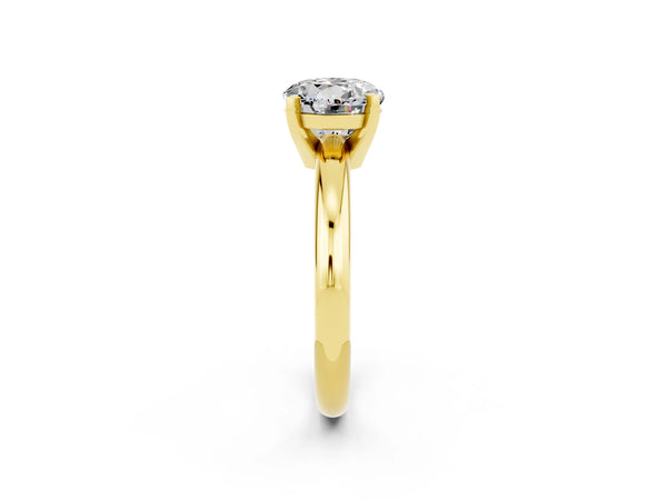 Yellow gold Round Cut Moissanite Solitaire Engagement Ring with Round Band and Four-Prong Setting