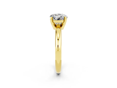Yellow gold Round Cut Moissanite Solitaire Engagement Ring with Round Band and Four-Prong Setting_2