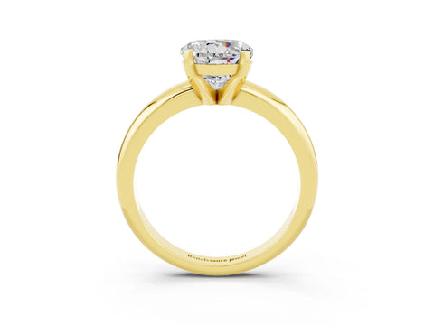Yellow gold Round Cut Moissanite Solitaire Engagement Ring with Round Band and Four-Prong Setting_3