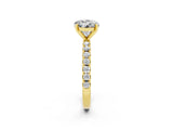 Yellow gold Round Cut Moissanite Solitaire Pavé Band with Four-Prong Setting_2