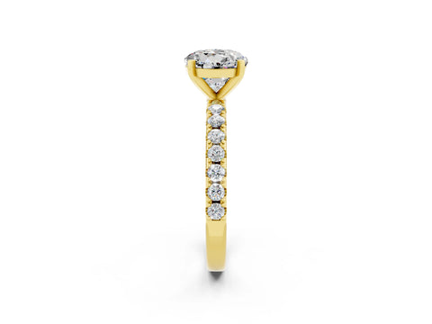 Yellow gold Round Cut Moissanite Solitaire Pavé Band with Four-Prong Setting_2
