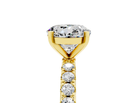 Yellow gold Round Cut Moissanite Solitaire Pavé Band with Four-Prong Setting_5