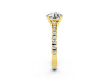 Yellow gold Round Cut Moissanite Solitaire Pavé Engagement Ring with Round Band and Prong Setting_14