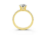 Yellow gold Round Cut Moissanite Solitaire Pavé Engagement Ring with Round Band and Prong Setting_15