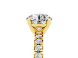 Yellow gold Round Cut Moissanite Solitaire Pavé Engagement Ring with Round Band and Prong Setting_17