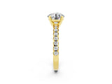 Yellow gold Round Cut Moissanite Solitaire Pavé Engagement Ring with Round Band and Prong Setting_68