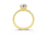 Yellow gold Round Cut Moissanite Solitaire Pavé Engagement Ring with Round Band and Prong Setting_69