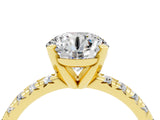 Yellow gold Round Cut Moissanite Solitaire Pavé Engagement Ring with Round Band and Prong Setting_70