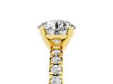 Yellow gold Round Cut Moissanite Solitaire Pavé Engagement Ring with Round Band and Prong Setting_71