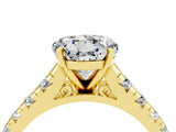 Yellow gold Round Cut Moissanite Solitaire Ring with Cathedral Setting and Pavé Band_4