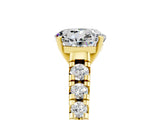 Yellow gold Round Cut Moissanite Solitaire Ring with Cathedral Setting and Pavé Band_5