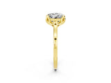 Yellow gold Round Cut Moissanite Solitaire Ring with Flower Prong Setting and Classic Band_14