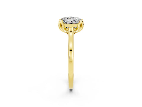 Yellow gold Round Cut Moissanite Solitaire Ring with Flower Prong Setting and Classic Band_14