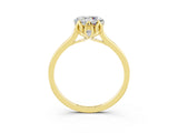 Yellow gold Round Cut Moissanite Solitaire Ring with Flower Prong Setting and Classic Band_15