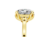 Yellow gold Round Cut Moissanite Solitaire Ring with Flower Prong Setting and Classic Band_17
