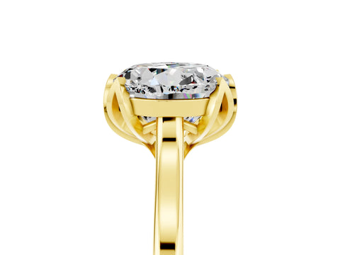 Yellow gold Round Cut Moissanite Solitaire Ring with Flower Prong Setting and Classic Band_17