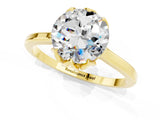 Yellow gold Round Cut Moissanite Solitaire Ring with Flower Prong Setting and Classic Band_37