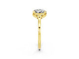 Yellow gold Round Cut Moissanite Solitaire Ring with Flower Prong Setting and Classic Band_38