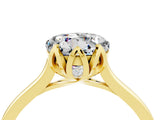 Yellow gold Round Cut Moissanite Solitaire Ring with Flower Prong Setting and Classic Band_40
