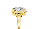 Yellow gold Round Cut Moissanite Solitaire Ring with Flower Prong Setting and Classic Band_41