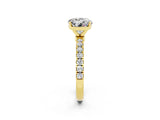 Yellow gold Round Cut Moissanite Solitaire Ring with Pavé Accents and Four-Prong Setting_2