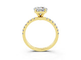 Yellow gold Round Cut Moissanite Solitaire Ring with Pavé Accents and Four-Prong Setting_3