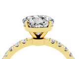 Yellow gold Round Cut Moissanite Solitaire Ring with Pavé Accents and Four-Prong Setting_4