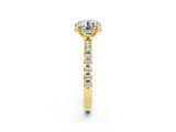 Yellow gold Round Cut Moissanite Solitaire Ring with Pavé Band and Four-Prong Setting_14