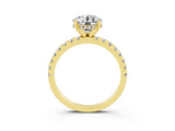 Yellow gold Round Cut Moissanite Solitaire Ring with Pavé Band and Four-Prong Setting_15