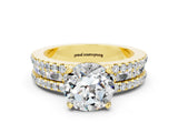 Yellow gold Round Cut Moissanite Solitaire Ring with Pavé and Channel Set Band_21