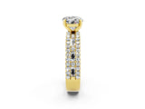 Yellow gold Round Cut Moissanite Solitaire Ring with Pavé and Channel Set Band_23