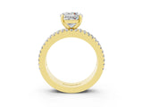 Yellow gold Round Cut Moissanite Solitaire Ring with Pavé and Channel Set Band_24