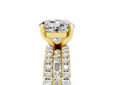 Yellow gold Round Cut Moissanite Solitaire Ring with Pavé and Channel Set Band_26