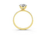 Yellow gold Round Cut Moissanite Solitaire Ring with Pave Band and Four Prong Setting_27
